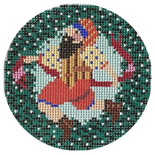 12th Day of Christmas Round on 13 mesh Painted Canvas Shelly Tribbey 