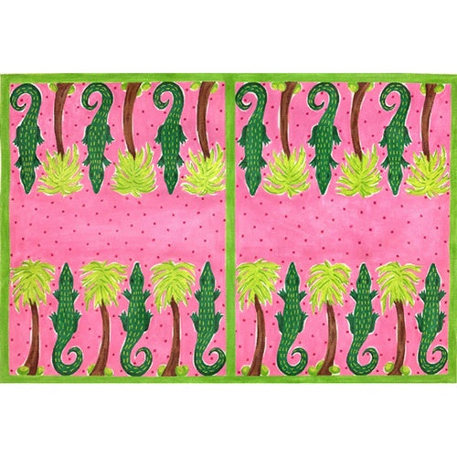 Lily Inspired Backgammon Board Alligators Needlepoint Canvas by Kate Dickerson Needlepoint Collections - 1