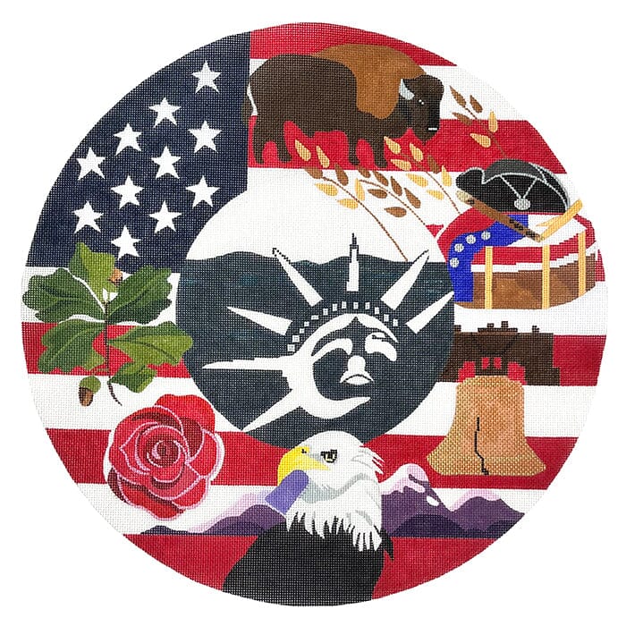 14 inch America the Beautiful Wreath Painted Canvas Melissa Prince Designs - 1