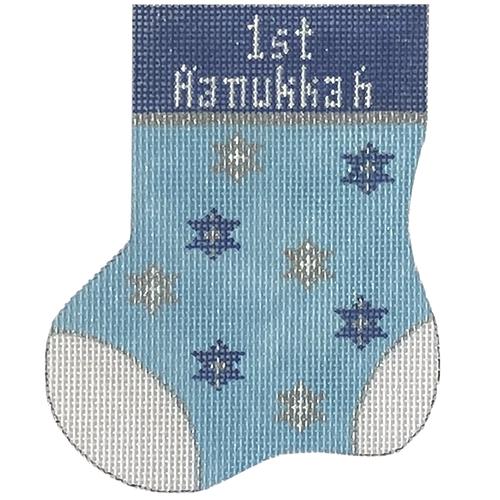 1st Hanukkah Stocking Painted Canvas Funda Scully
