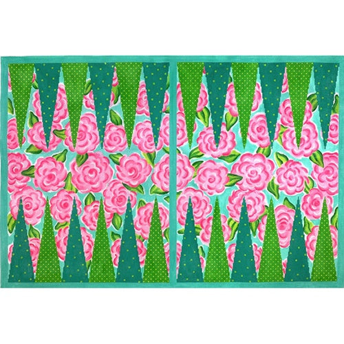 Lily Inspired Backgammon Board Roses Needlepoint Canvas by Kate Dickerson Needlepoint Collections