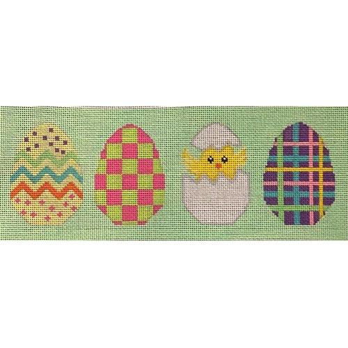 3 Eggs 1 Chick Painted Canvas A Stitch in Time - 1