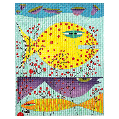 3 Fish on 13 Painted Canvas Zecca - 1