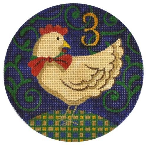 3 French Hens Painted Canvas Julie Mar Needlepoint Designs - 1