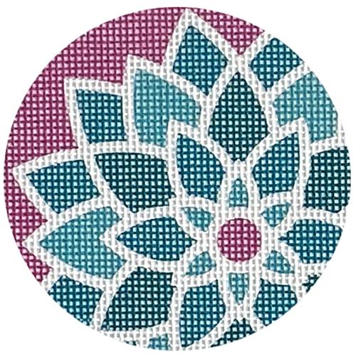 3" Graphic Flower Blue/Green Painted Canvas Pepperberry Designs - 1