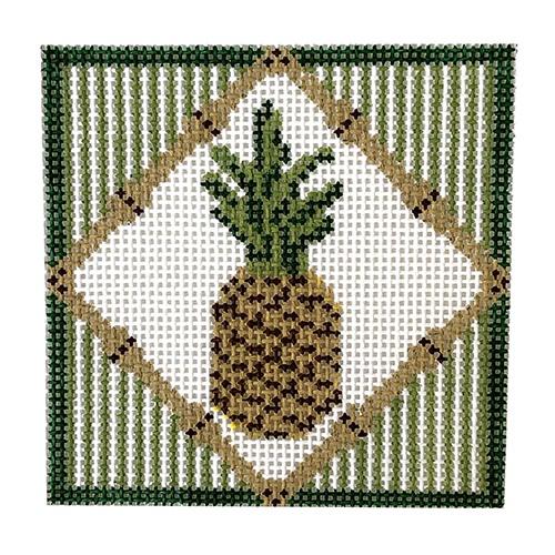 3" Pineapple Square Painted Canvas Tina Griffin Designs - 1