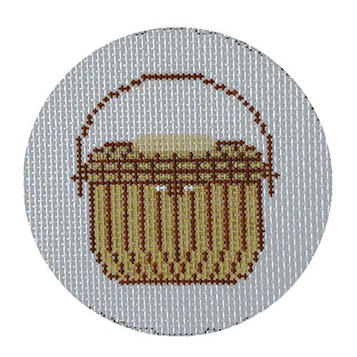 3" Round Insert Nantucket Basket Painted Canvas The Colonial Needle Company - 1