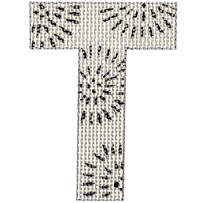 4" Letter T - Black and White Painted Canvas Colors of Praise