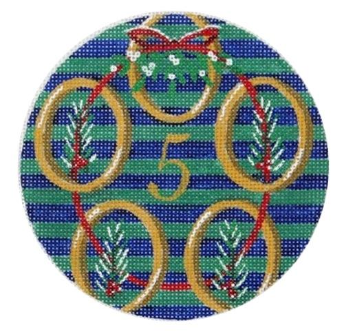 5 Golden Rings Painted Canvas Julie Mar Needlepoint Designs - 1
