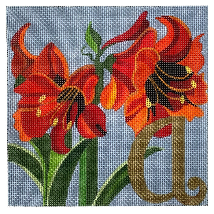 6x6 A for Amarylis Painted Canvas Melissa Prince Designs - 1