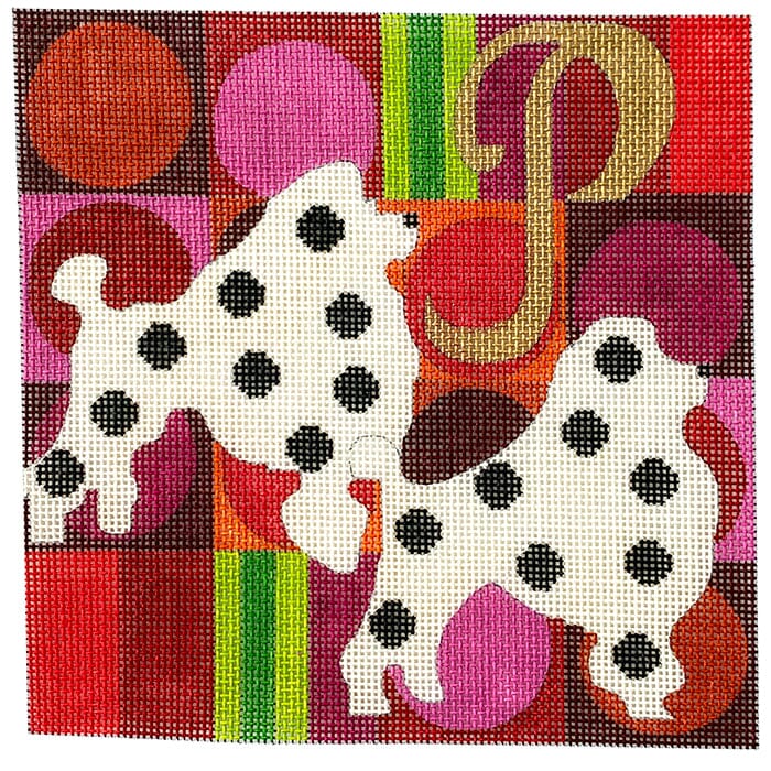 6x6 P for Poodle Painted Canvas Melissa Prince Designs - 1