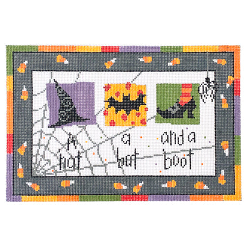 A Hat A Bat A Boot Painted Canvas Pippin - 1