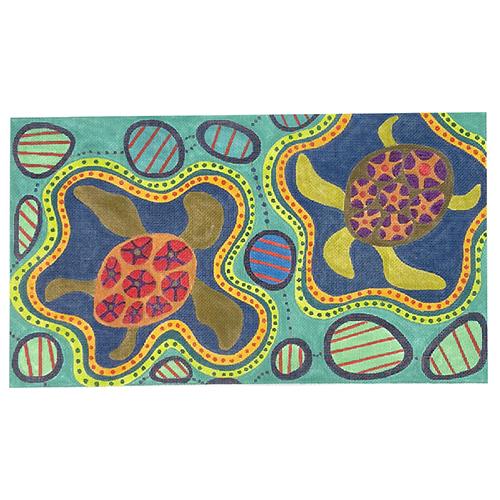 Aboriginal Turtles on 18 Painted Canvas Zecca - 1