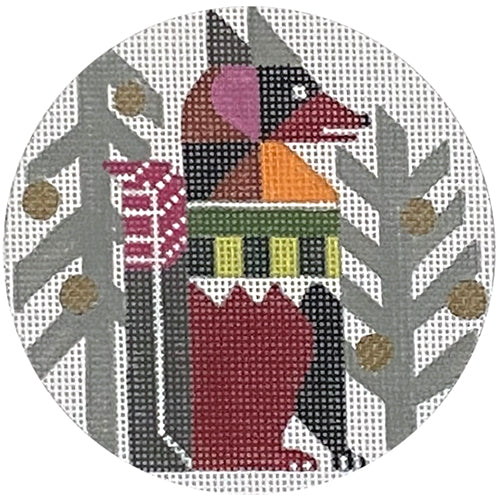 Abstract Fox Ornament Painted Canvas Melissa Prince Designs - 1