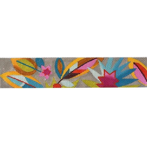 Abstract Leaves on Grey Bracelet Painted Canvas Colors of Praise - 1