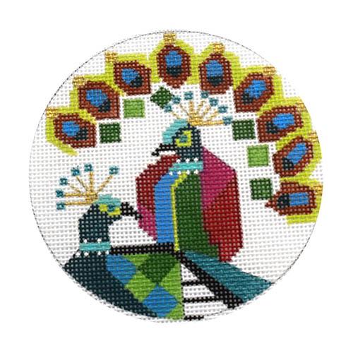 Abstract Peacocks Ornament Painted Canvas Melissa Prince Designs - 1