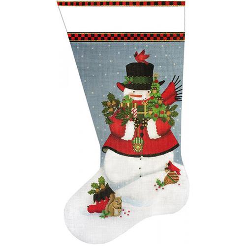 Acorn Snowman Stocking Painted Canvas Melissa Shirley Designs - 1