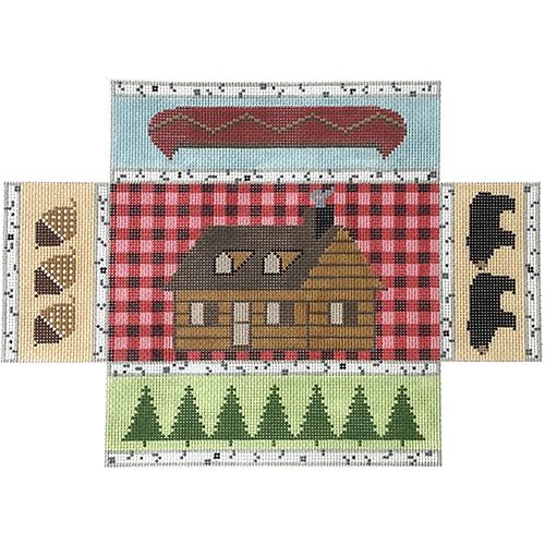 Adirondack Cabin Brick Cover Painted Canvas Silver Needle - 1
