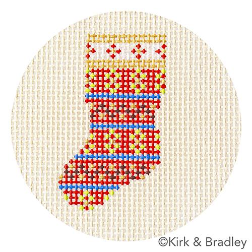 Advent Ornaments Stocking Painted Canvas Kirk & Bradley - 1