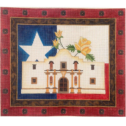Alamo Yellow Rose on 18 Painted Canvas Ewe & Eye - 1