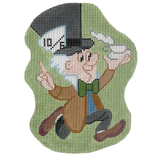 Alice in Wonderland Mad Hatter Ornament Painted Canvas Silver Needle - 1