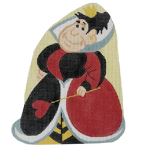 Alice in Wonderland Queen of Hearts Ornament Painted Canvas Silver Needle - 1