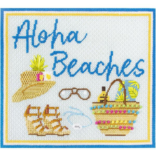 Aloha Beaches Printed Canvas Needlepoint To Go 