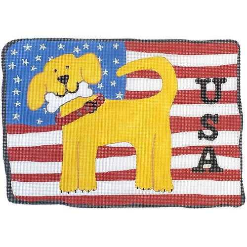 American Dog on 18 Painted Canvas Tango and Chocolate - 1