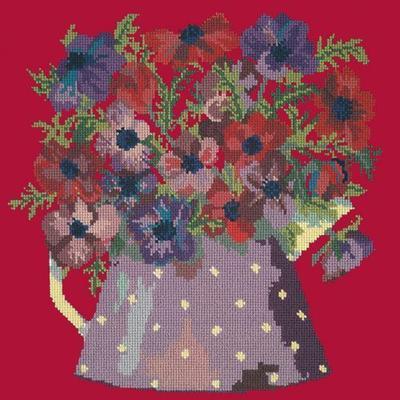 Anemone Pitcher Needlepoint Kit Kits Elizabeth Bradley Design Bright Red 