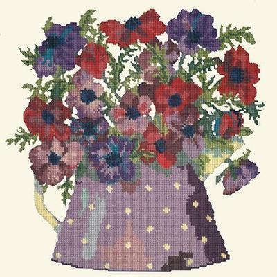 Anemone Pitcher Needlepoint Kit Kits Elizabeth Bradley Design Winter White
