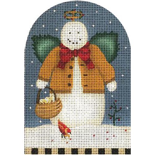 Angel Snowman with Green Wings Painted Canvas Melissa Shirley Designs - 1