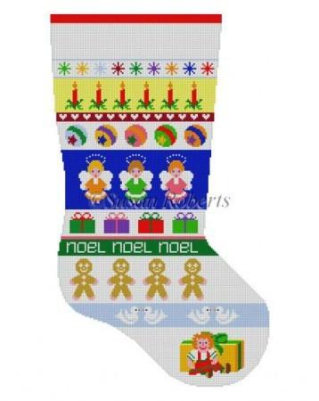 Angel Stripe Stocking Painted Canvas Susan Roberts Needlepoint Designs, Inc. 