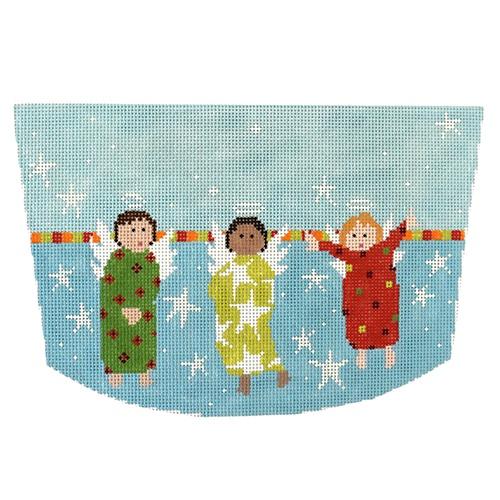 Angels Stocking Cuff Painted Canvas Pippin - 1