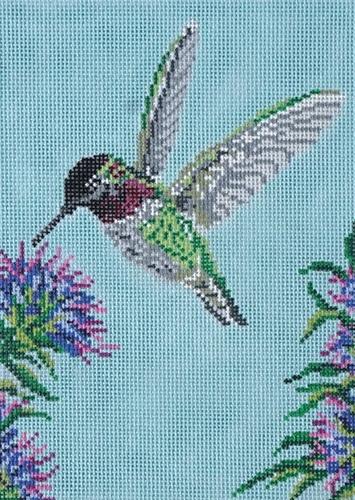 Anna's Hummingbird Painted Canvas Needle Crossings - 1