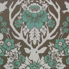 Antler Damask Burlap Painted Canvas Cooper Oaks Design - 1