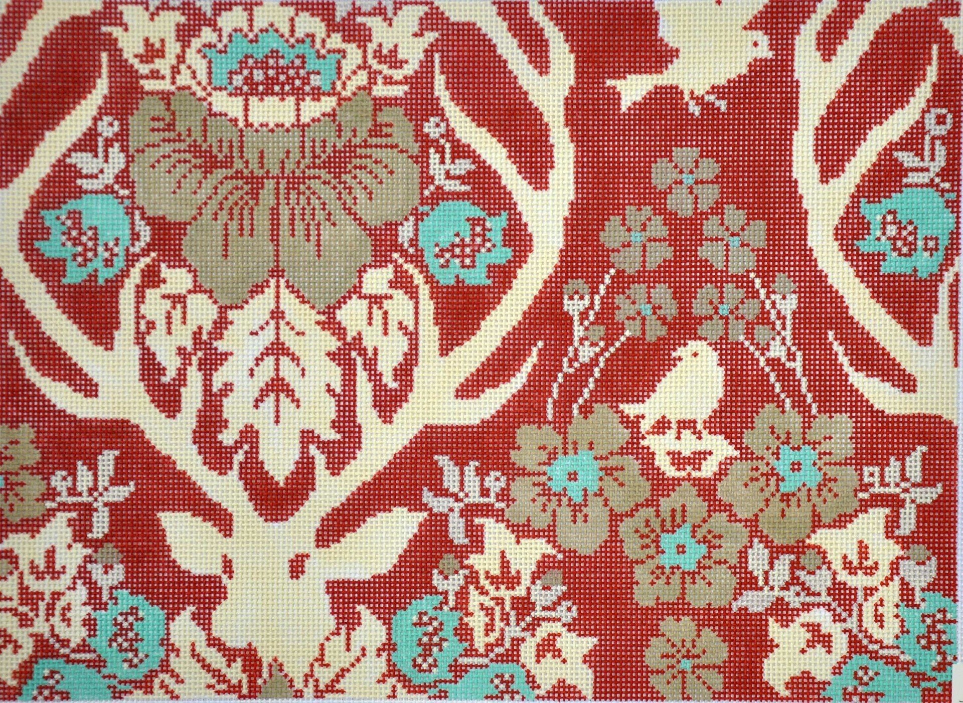 Antler Damask Terra Cotta Painted Canvas Cooper Oaks Design - 1