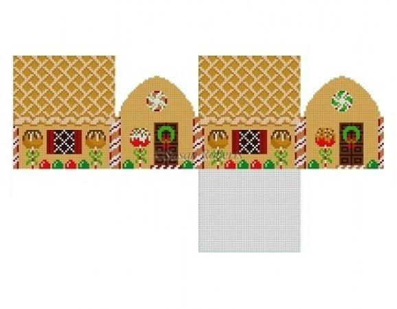Apple Pie Gingerbread House Painted Canvas Susan Roberts Needlepoint Designs, Inc.