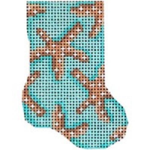 Aqua Starfish Micro Sock Painted Canvas Associated Talents