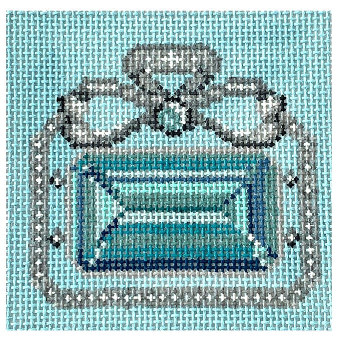 Aquamarine Gem Drop Brooch Painted Canvas Rachel Barri Designs - 1
