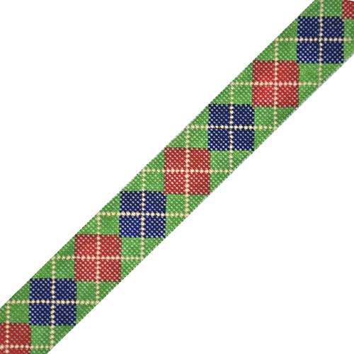 Argyle Belt Navy/Red/Khaki on Green on 18 Painted Canvas The Meredith Collection - 1