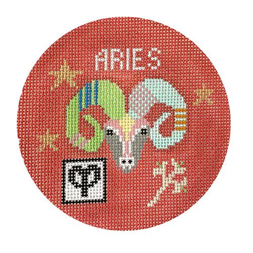 Aries Zodiac Ornament Painted Canvas Doolittle Stitchery - 1