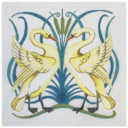 Art Nouveau Swans Painted Canvas Colors of Praise - 1