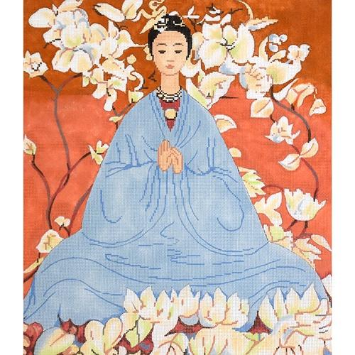 Asian Blue Painted Canvas The Meredith Collection - 1