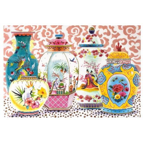 Asian Ginger Jars Painted Canvas Colors of Praise - 1