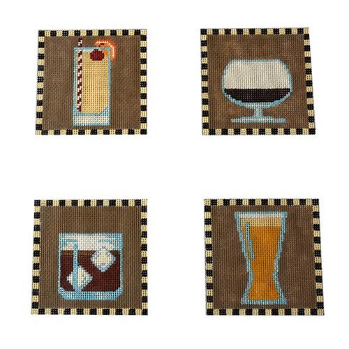 At The Bar Coasters Painted Canvas The Meredith Collection - 1