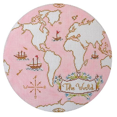 Atlas Pillow in PInk Painted Canvas The Plum Stitchery - 1