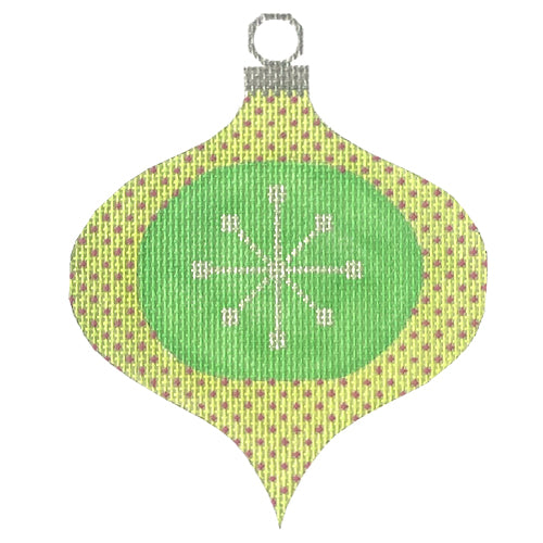 Atomic Star Ornament Green Painted Canvas Eye Candy Needleart - 1