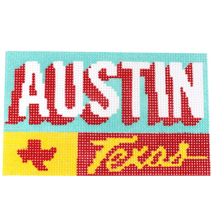 Austin Texas Mural ABC Painted Canvas Atlantic Blue Canvas - 1