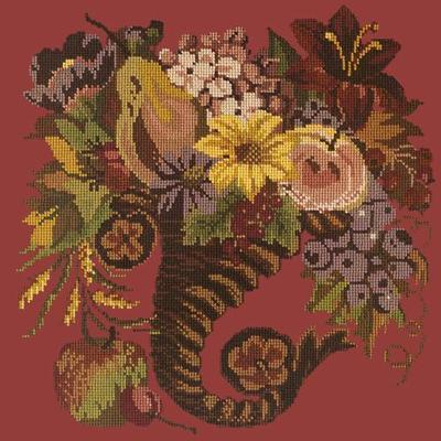 Autumn Cornucopia Needlepoint Kit Kits Elizabeth Bradley Design Dark Red
