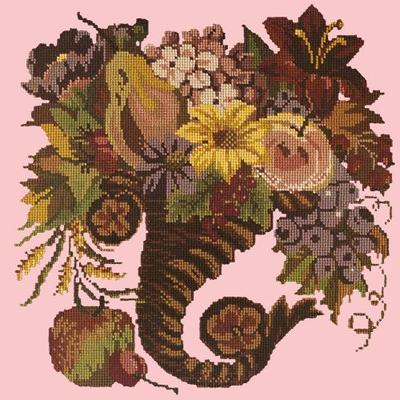Autumn Cornucopia Needlepoint Kit Kits Elizabeth Bradley Design Pale Rose